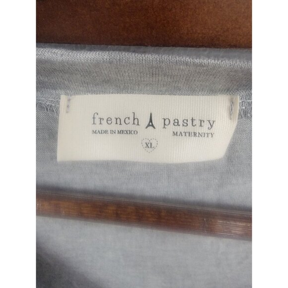 French Pastry "Preggers" Maternity T-Shirt XL Gray - Picture 5 of 9
